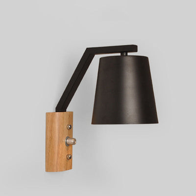 Nordic Modern Solid Wood Cylindrical 1-Light Wall Sconce Lamp