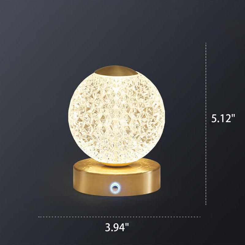 Moderne Luxus-Messing-Acryl-runde Kugel-LED-Tischlampe