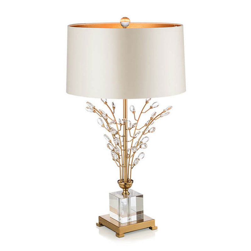 Modern Light Luxury Fabric Crystal Flower Creative Base 1-Light Table Lamp