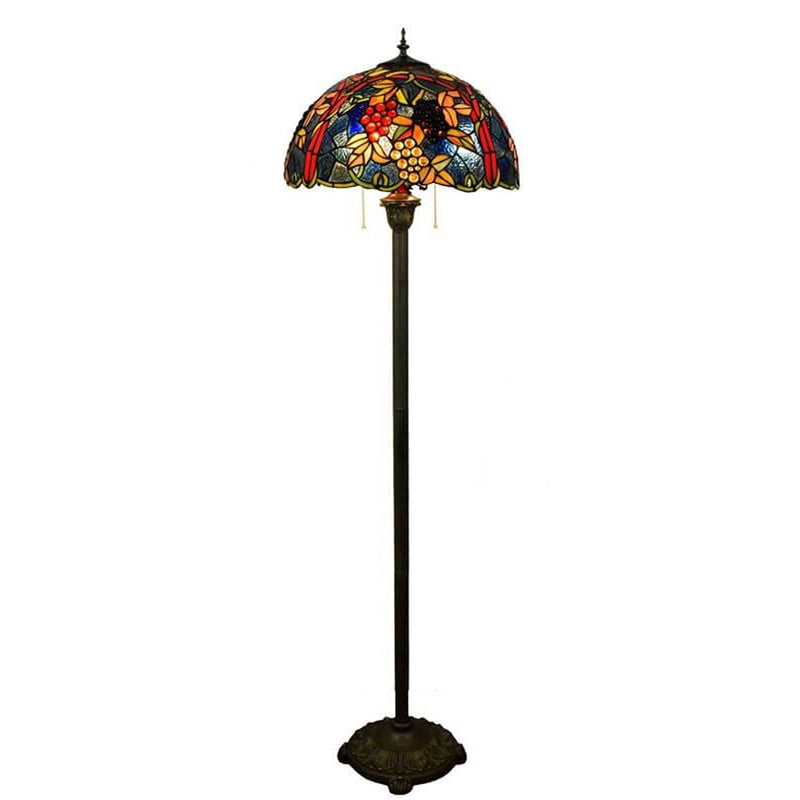 Tiffany European Creative Buntglas-Traubenmuster-Design 2-Licht-Stehlampe 