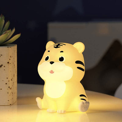 Lampe de table LED en forme de tigre en silicone, dessin animé mignon et enfantin 