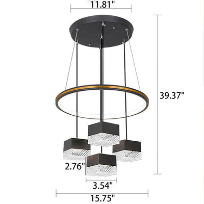 Moderner minimalistischer quadratischer LED-Kronleuchter aus Schmiedeeisen aus Aluminium 