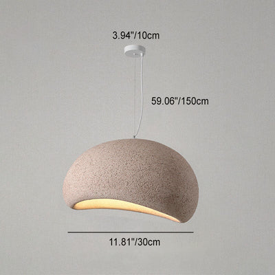 Traditional Vintage Arc Semicircular Imitation Stone Texture 1-Light Pendant Light For Living Room