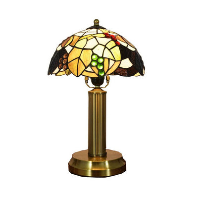 Lampe de table à 1 lumière en verre teinté Tiffany vintage européen 
