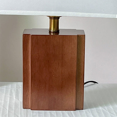 Vintage Halbkreis Stoff Holzsockel 1-flammige Tischlampe