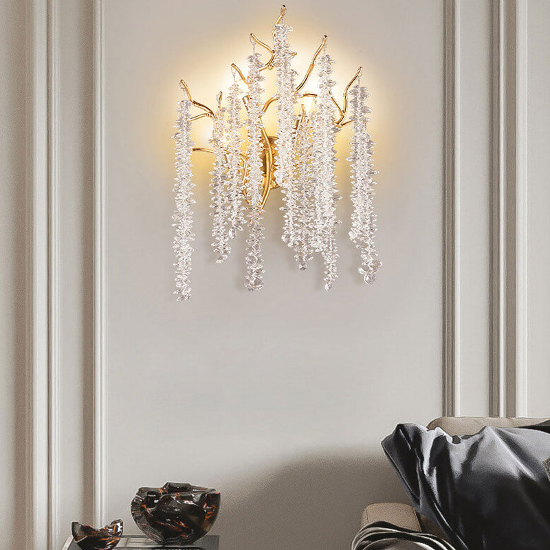 Modern Light Luxury Tree Branch Crystal 3-Light Wall Sconce Lamp