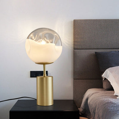 Moderne, minimalistische, kreative, konvexe Glaskugel-Lampenschirm, 1-flammige Tischlampe 