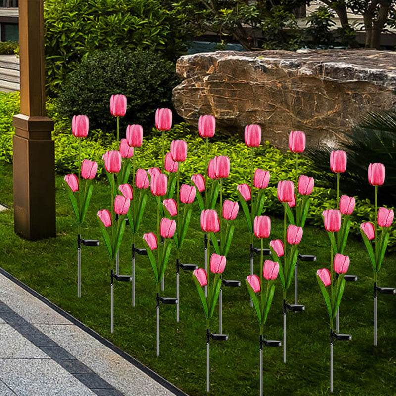 Lampe solaire LED pour pelouse, tulipe, jardin, extérieur, fleur de tulipe, insertion au sol, lumière de paysage 