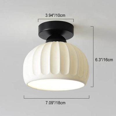 Plafonnier semi-encastré rond à 1 lumière à cône en céramique texturé minimaliste nordique 