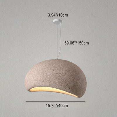 Traditional Vintage Arc Semicircular Imitation Stone Texture 1-Light Pendant Light For Living Room