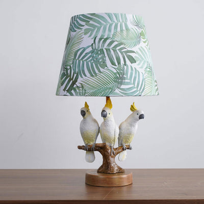 Nordic Leaf Fabric Resin Bird Design 1-Licht-Tischlampe 