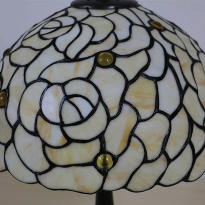 Tiffany Creative Lampe de table à 1 lumière en forme de dôme rose jaune 