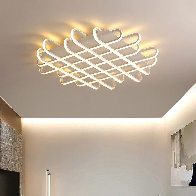 Modern Minimalist Braided Rectangle LED Flush Mount Ceiling Light