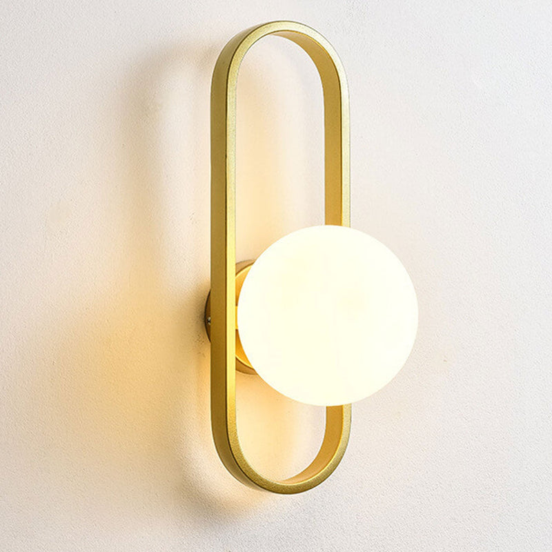 Modern Minimalist Oval Ring Iron Glass 1-Light Wall Sconce Lamp