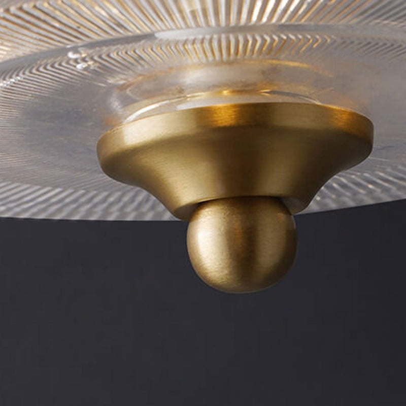 Vintage Luxury Round Brass Glass Bowl 3-Light Flush Mount Ceiling Light