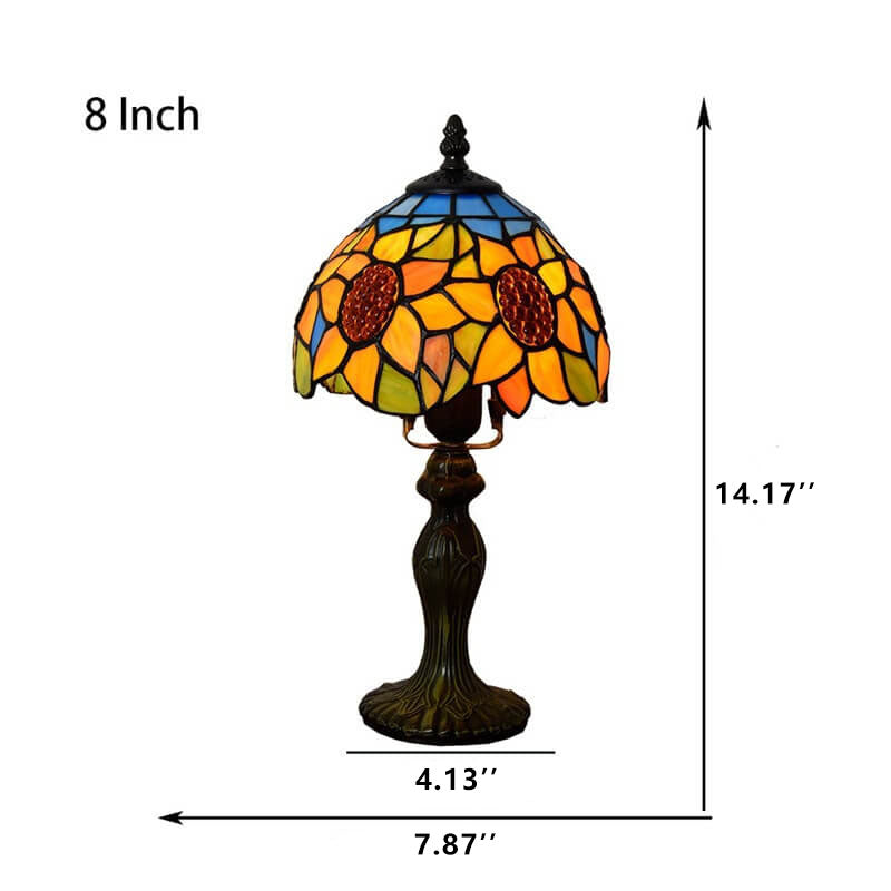 Retro Tiffany Stained Glass Sunflower 1-Light Table Lamp