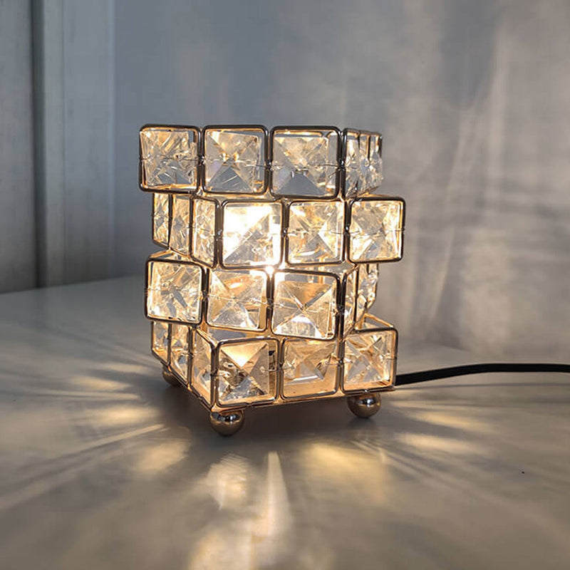 Creative Crystal Cube Straußenfeder 1-Licht dekorative Tischlampe 