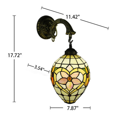 Vintage Tiffany Globe Stained Glass 1-Light Wall Sconce Lamp