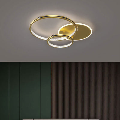 Nordic Light Luxury Circle Combination Iron LED Flush Mount Ceiling Light