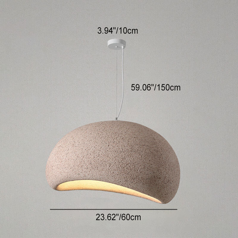 Traditional Vintage Arc Semicircular Imitation Stone Texture 1-Light Pendant Light For Living Room