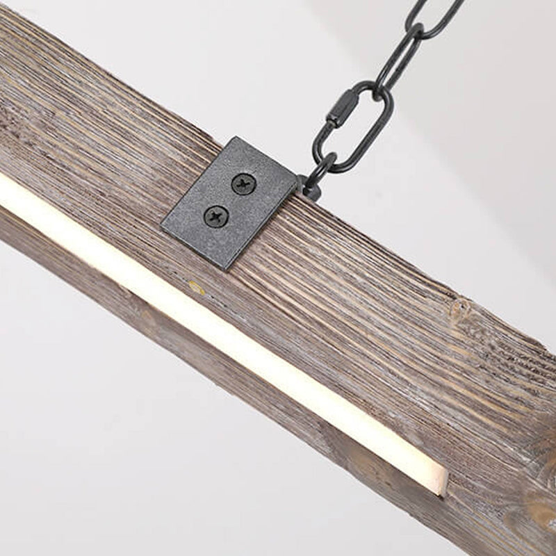 Vintage Industrial Wooden Long Bar Island Light LED Chandelier