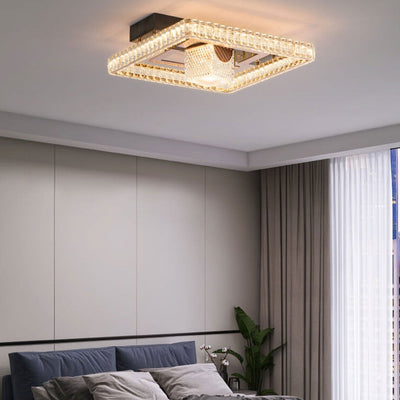 Modern Luxury Square Crystal Acrylic LED Flush Mount Ceiling Light