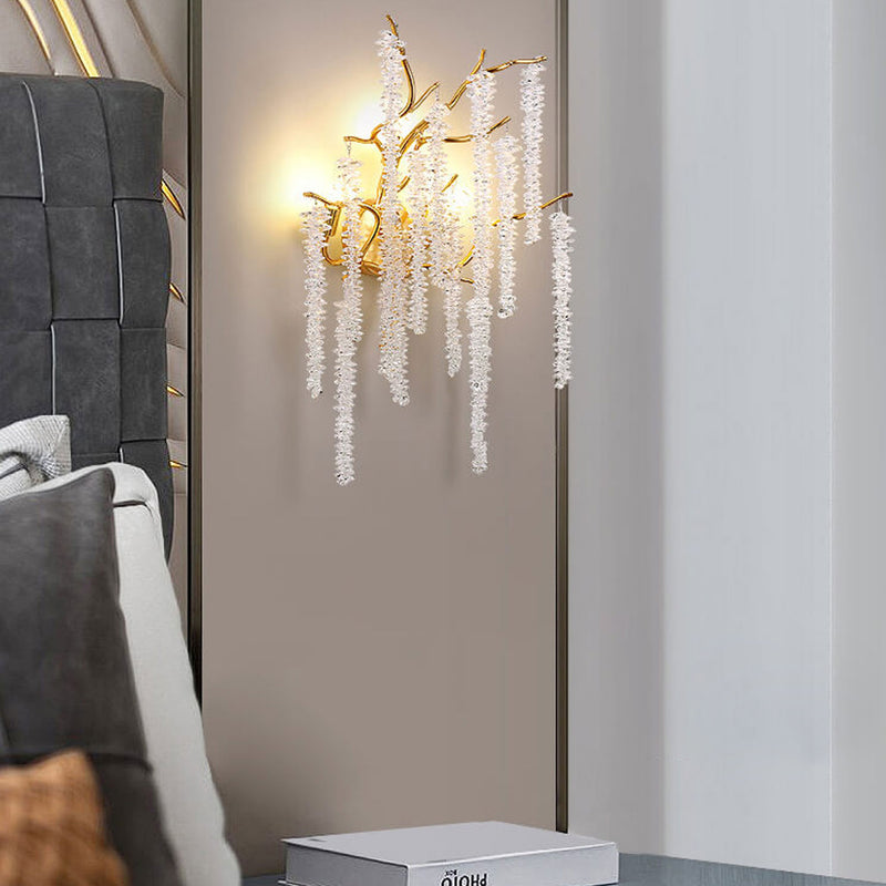 Modern Light Luxury Tree Branch Crystal 3-Light Wall Sconce Lamp