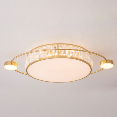 Nordic Luxury Crystal Round Ring Satellite LED Flush Mount Ceiling Light