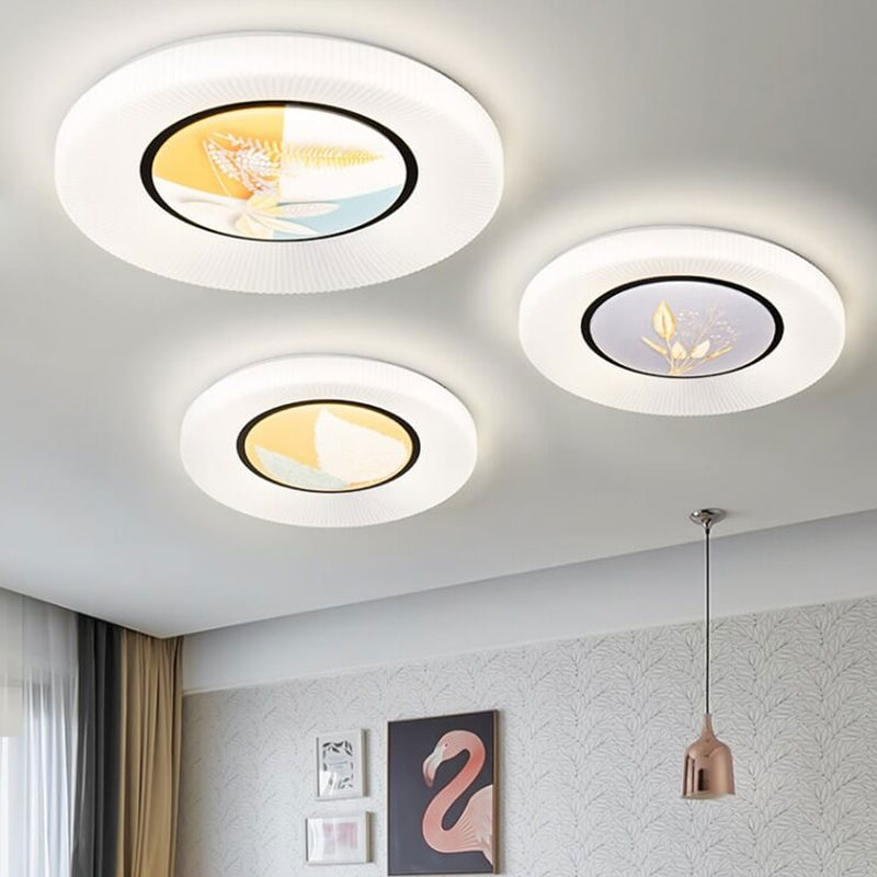 Moderne, minimalistische, runde LED-Deckenleuchte aus bemaltem Acryl