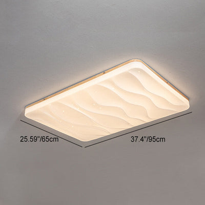 Plafonnier LED encastré avec bordure en bois massif et PVC, design minimaliste moderne, luminaire décoratif d'intérieur, idéal pour un salon 