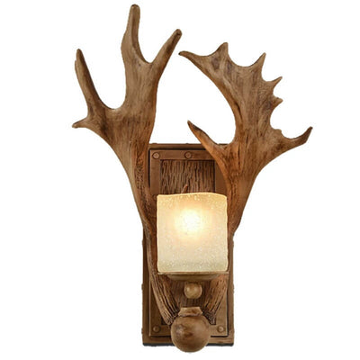 Vintage Antique Antler 1-Light Wall Sconce Lamp