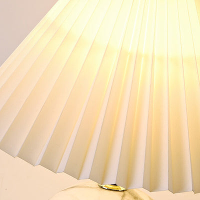 Vintage Pleated Fabric Lampshade Ceramic 1-Light Table Lamp