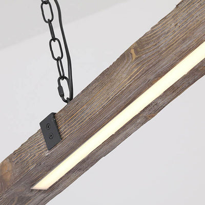 Vintage Industrial Wooden Long Bar Island Light LED Chandelier