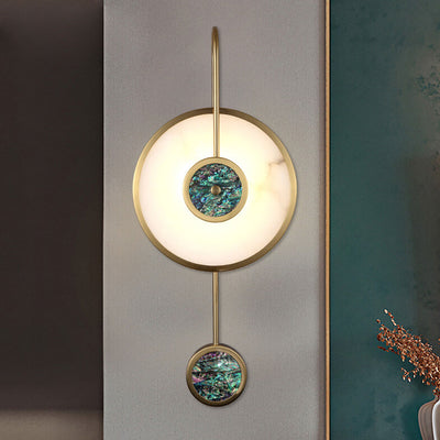 Modern Luxury Marble Round Shell Curved Arm LED Wall Sconce Lamp