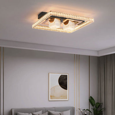 Modern Luxury Square Crystal Acrylic LED Flush Mount Ceiling Light