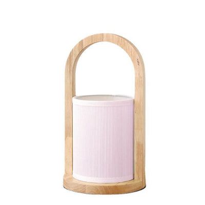 Lampe de table à 1 lumière, colonne en tissu nordique, conception portative en bois massif 