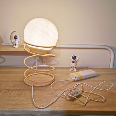 Nordic Creative Glass Ball Spring Base Design 1-Light Table Lamp
