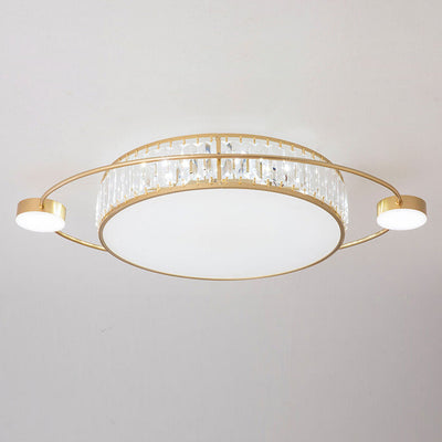 Nordic Luxury Crystal Round Ring Satellite LED Flush Mount Ceiling Light