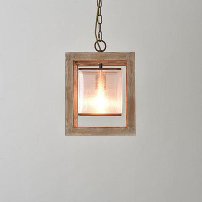 Vintage Country Holz im Alter von geometrischen 1-Licht Pendelleuchte 