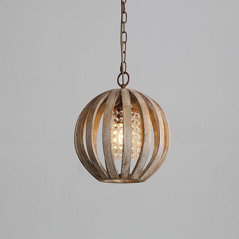 Vintage Country Wooden Aged Geometric 1-Light Pendant Light