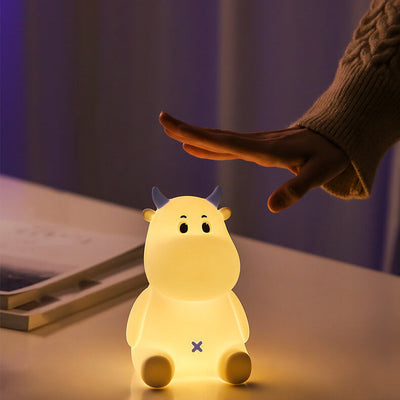 Modern Creative Cute Cow Silicone USB Rechargeable Pat Night Light Table Lamp