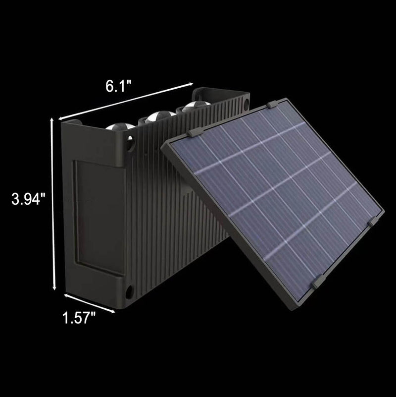 Moderne LED-Wandleuchte für Solar-Terrassenzaun in reinem Schwarz 