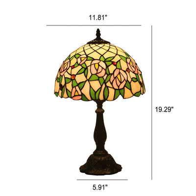 European Vintage Tiffany Resin Zinc Alloy Glass 1-Light Table Lamp