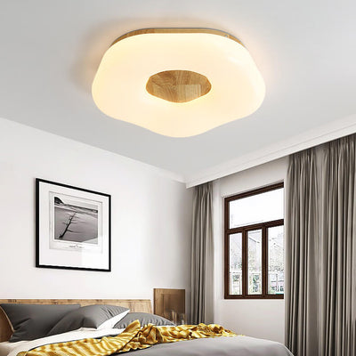 Nordic Minimalist Flower Solid Wood Acrylic LED Flush Mount Light