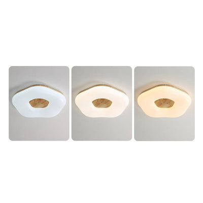 Nordic Minimalist Flower Solid Wood Acrylic LED Flush Mount Light