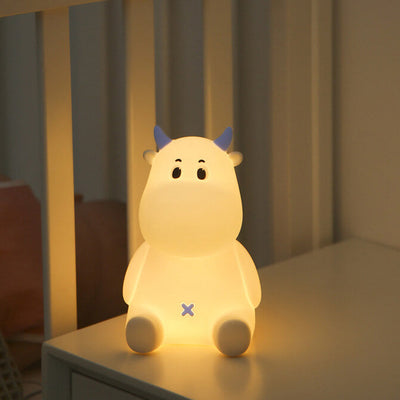 Modern Creative Cute Cow Silicone USB Rechargeable Pat Night Light Table Lamp