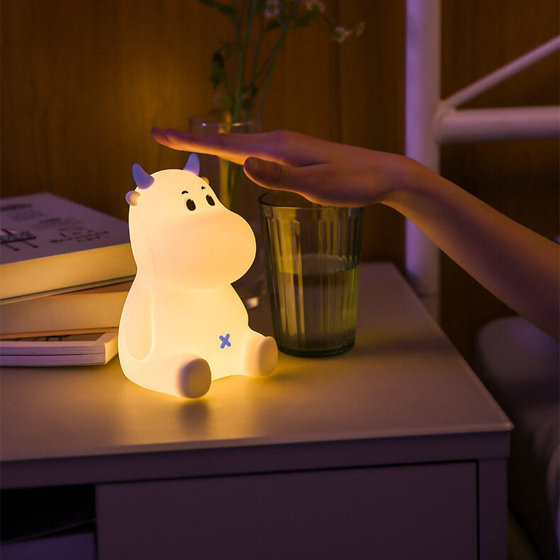 Modern Creative Cute Cow Silicone USB Rechargeable Pat Night Light Table Lamp