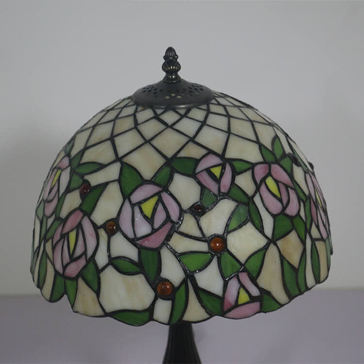 European Vintage Tiffany Resin Zinc Alloy Glass 1-Light Table Lamp