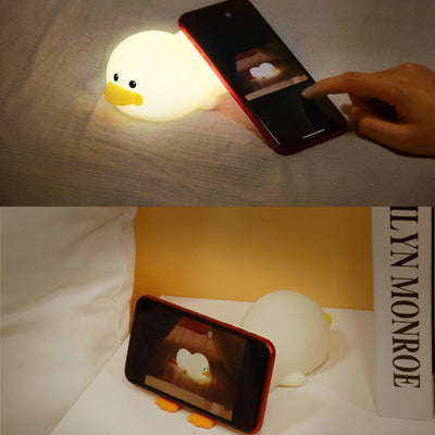Modern Creative Cute Duck Silicone USB Rechargeable LED Pat Night Light Table Lamp