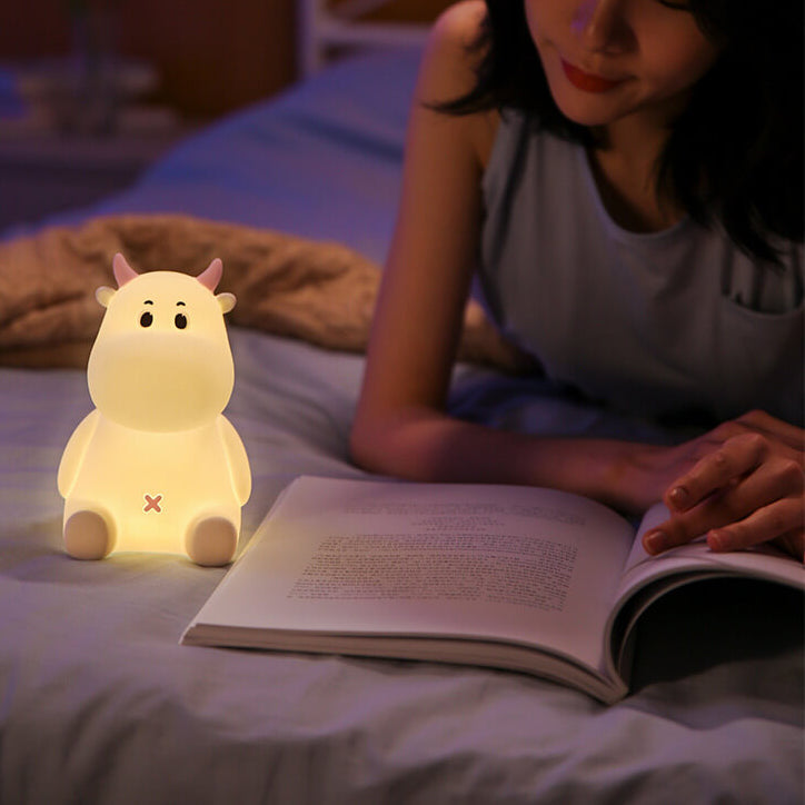 Modern Creative Cute Cow Silicone USB Rechargeable Pat Night Light Table Lamp